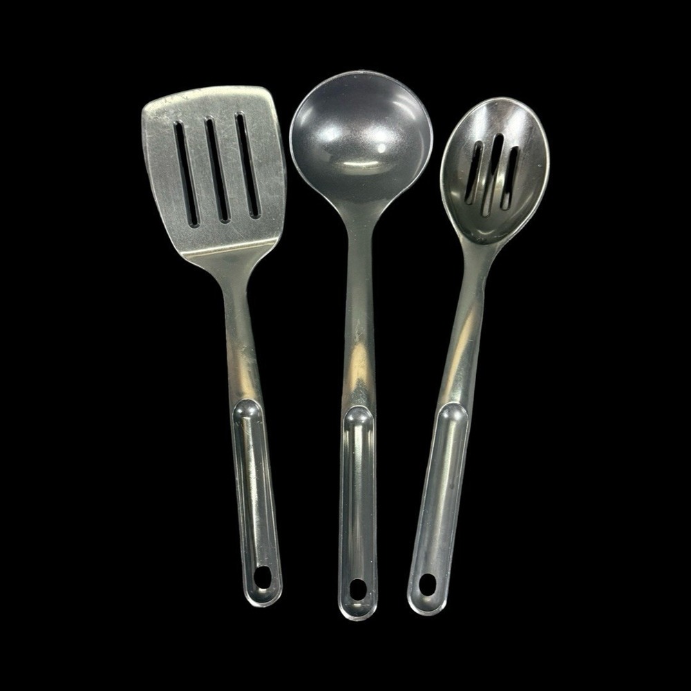 Tupperware Black Plastic Spatula Slotted Spoon Ladle Set 3 Pc 1813 1814 1816